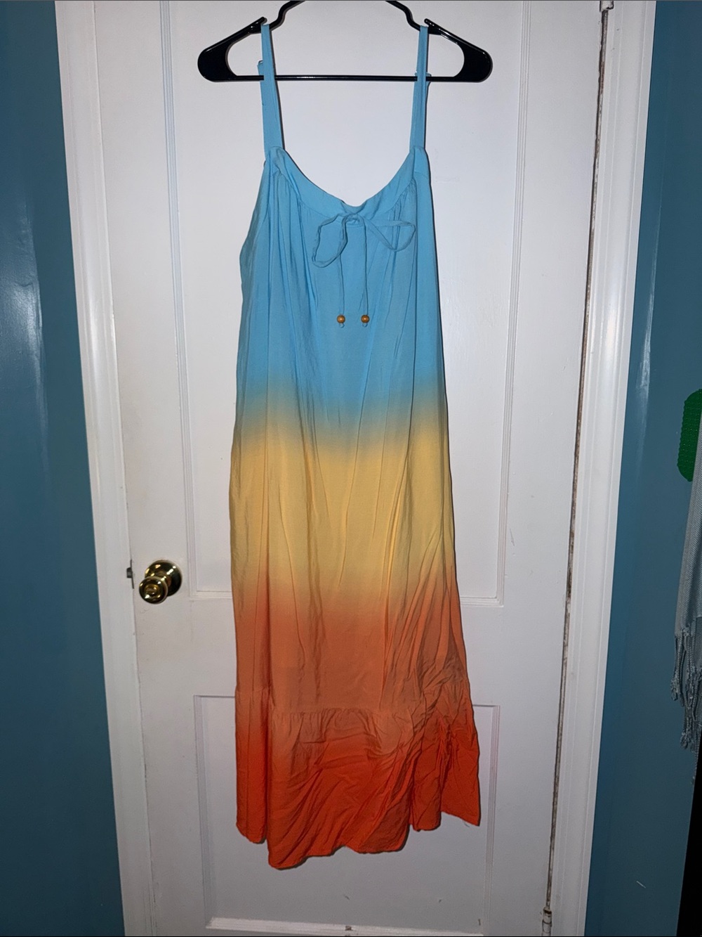 BloomChic Gradient Ombre Maxi Dress in Blue, Yellow & Orange
